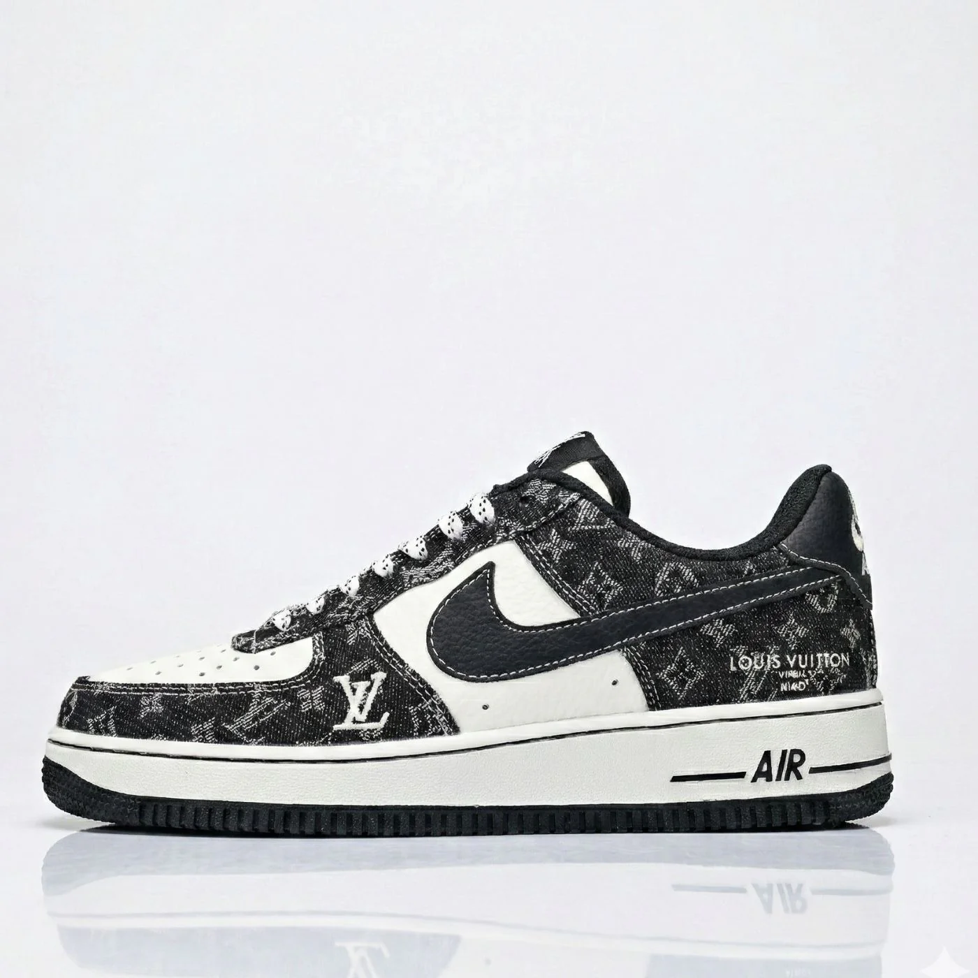 Black Denim LV Air Force 1 - Image 3