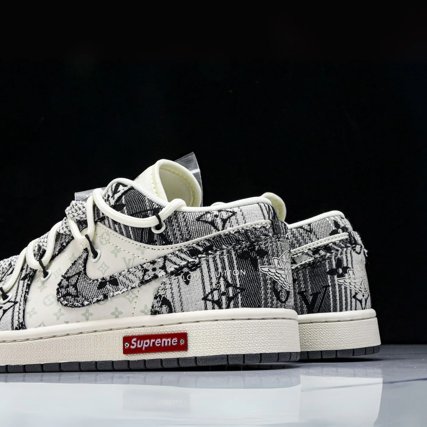 Black Denim LV Air Jordan 1 - Image 3