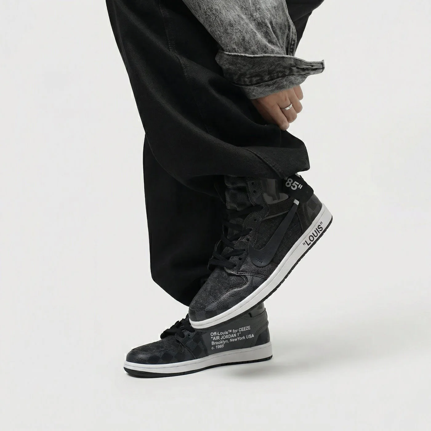 Black Off-Louis LV Jordan 1 - Image 6