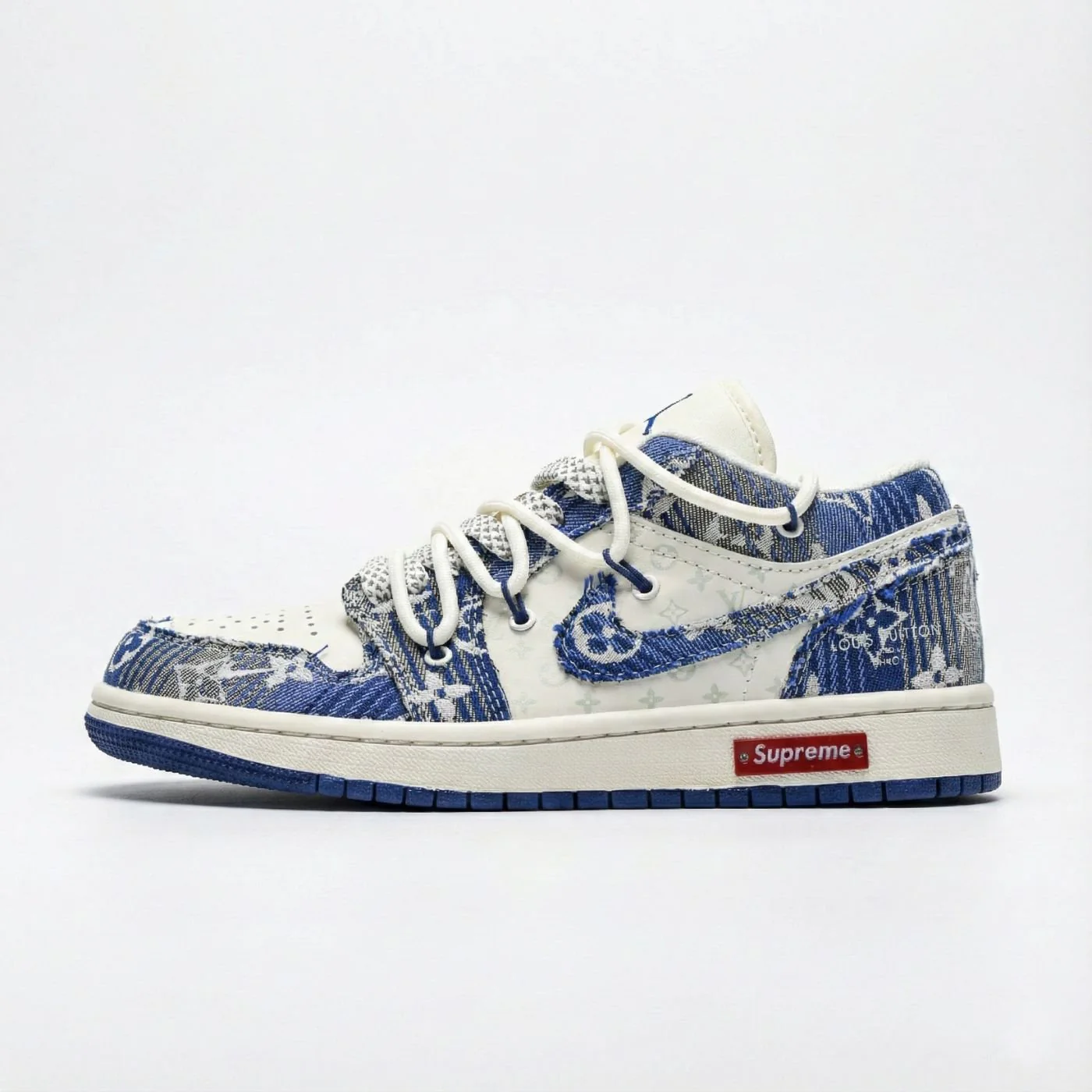 Indigo Stitch LV Air Jordan 1 - Image 3