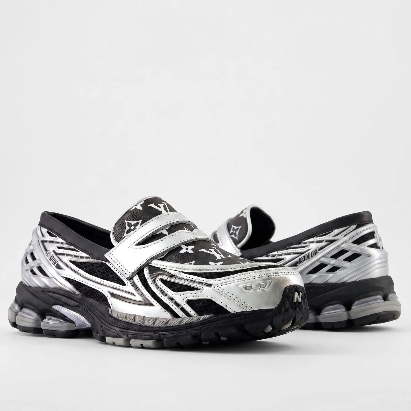 Silver Black LV New Balance 1906L Loafers - Image 3