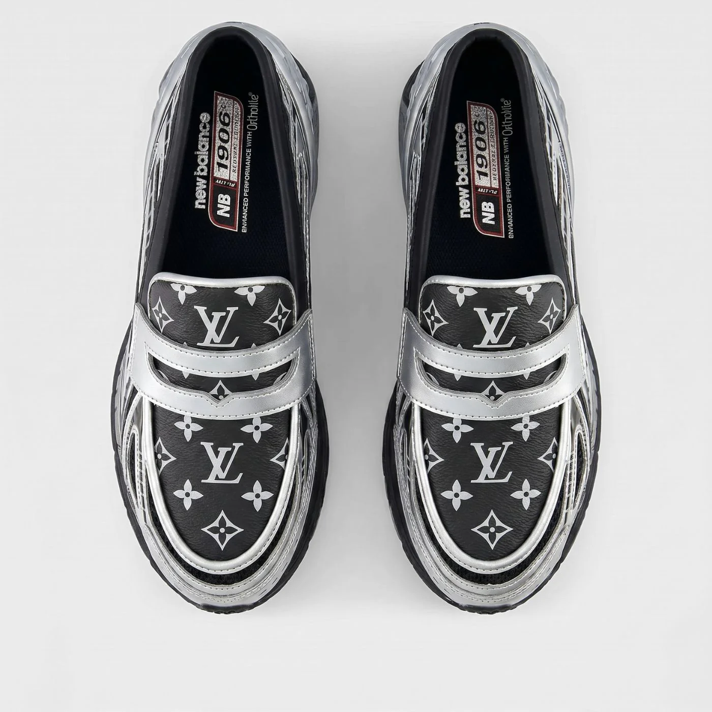 Silver Black LV New Balance 1906L Loafers - Image 6