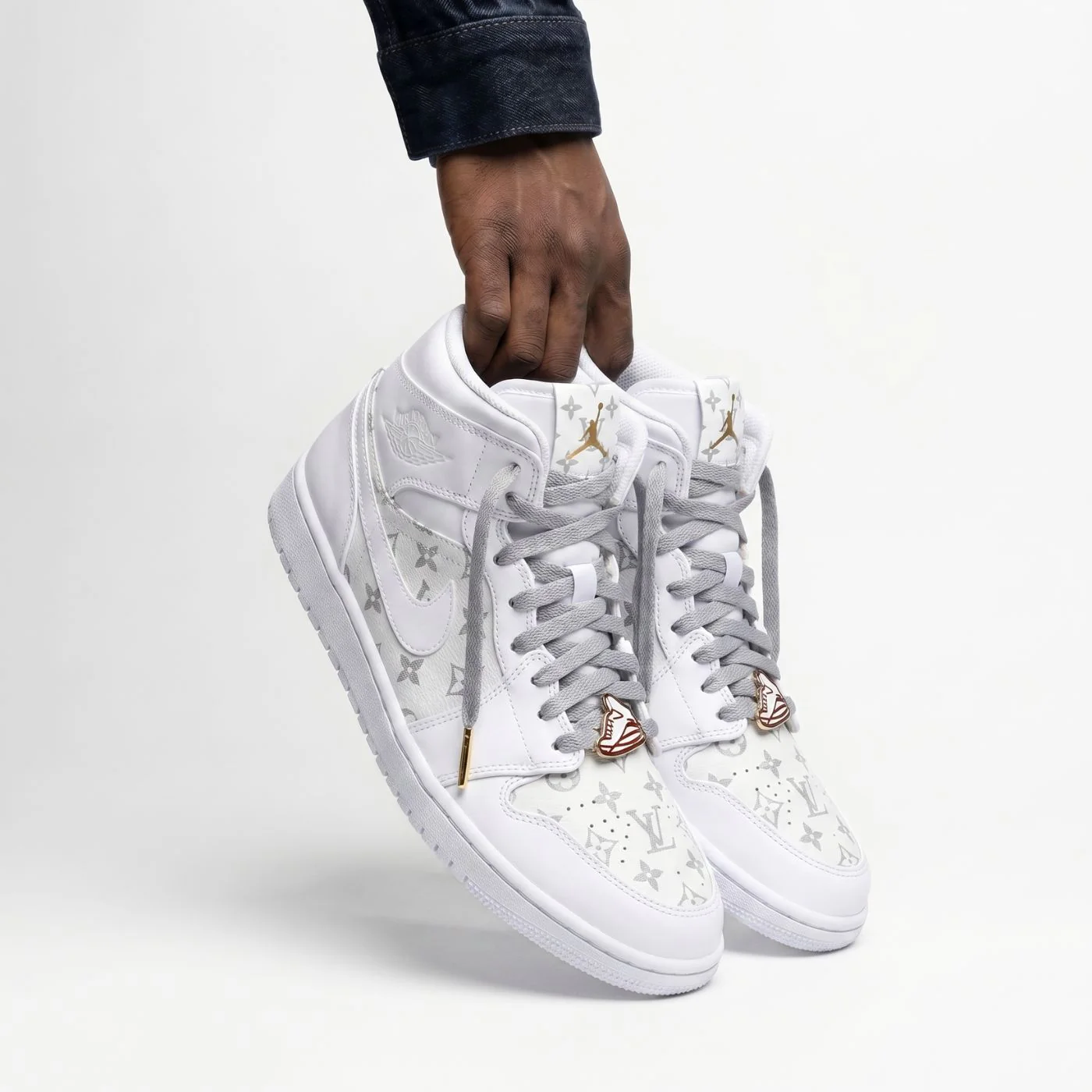 White LV Jordan 1 Mid - Image 4