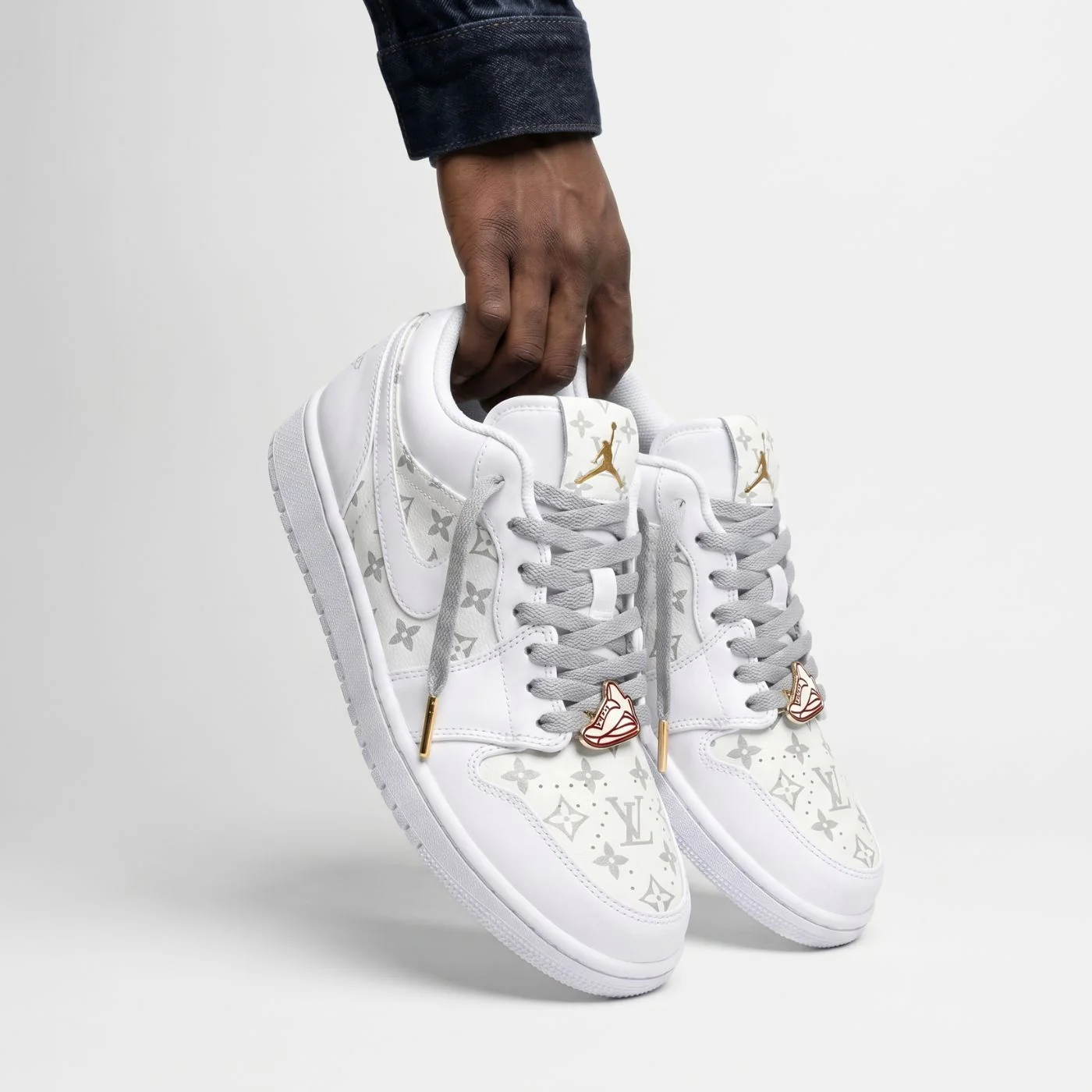 White LV Jordan 1 Low - Image 3