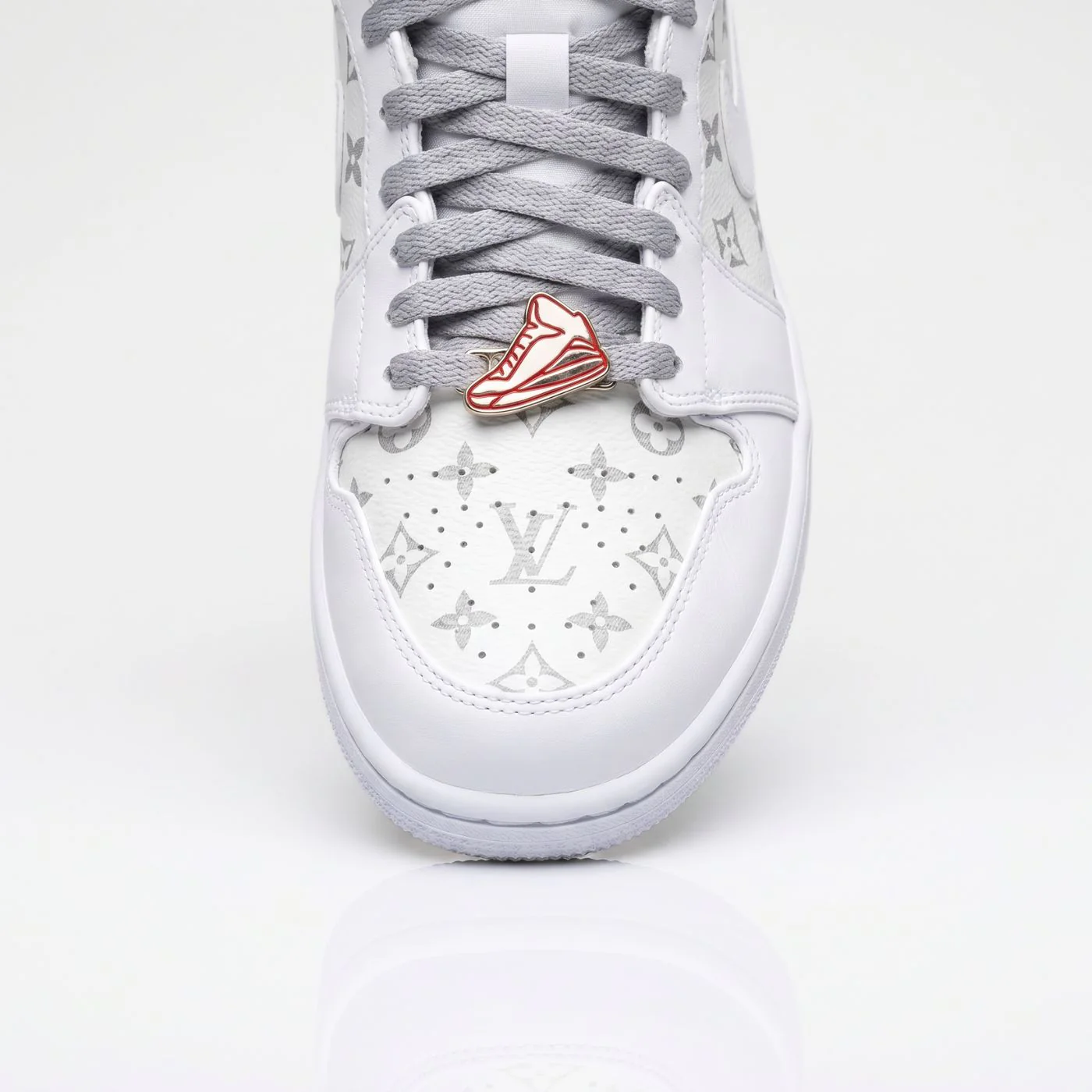 White LV Jordan 1 Mid - Image 5