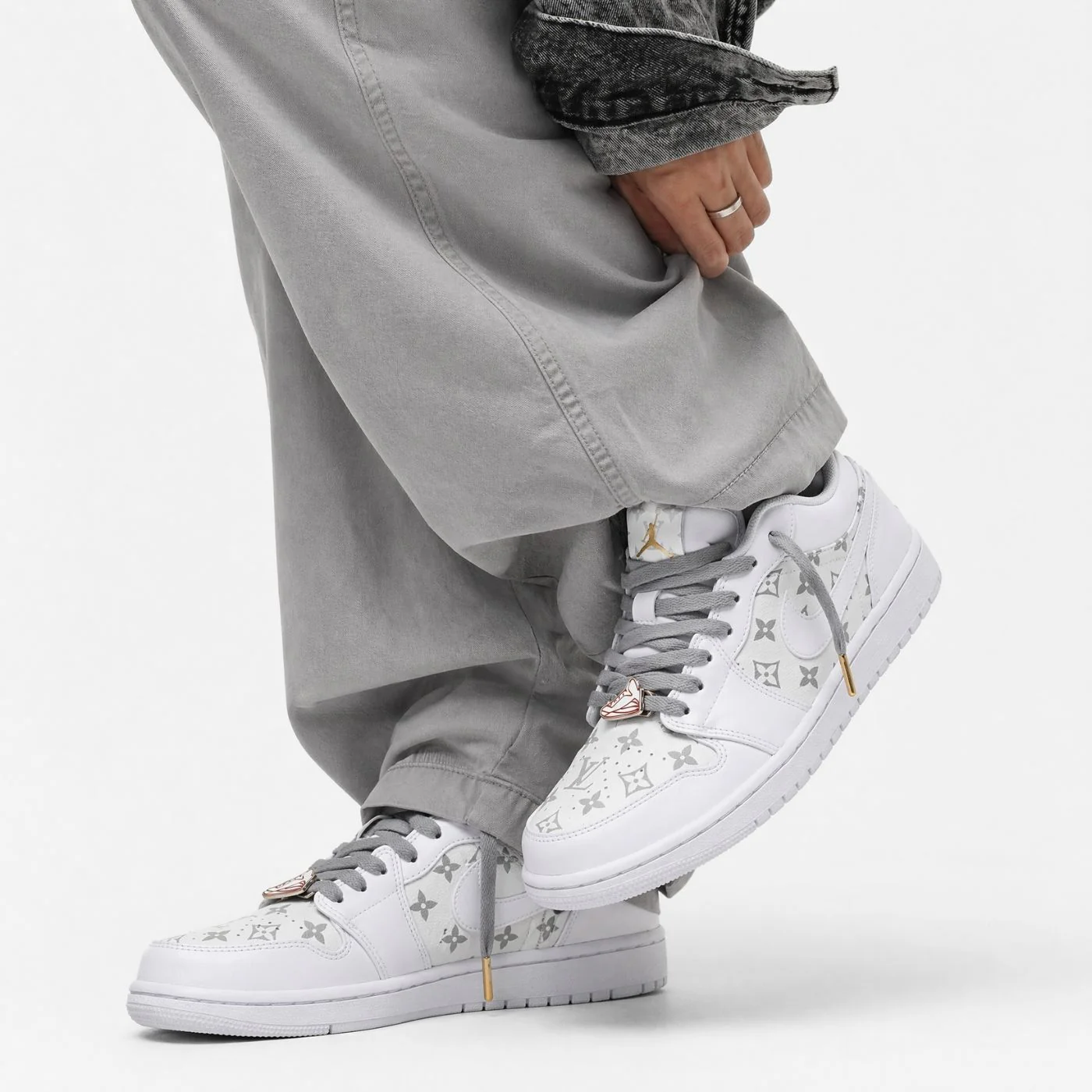 White LV Jordan 1 Low - Image 5